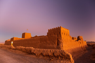 Saryazd Castle in Iran at sunset. Saryazd Fortress has been one of the oldest and biggest safety deposit boxes of Iran and the world