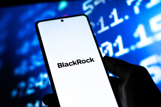 West Bangal, India - April 20, 2022 : BlackRock logo on phone screen stock image.