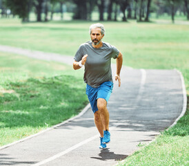 senior fitness man active sport exercise running jogging healthy runner fit jogger workout athlete...