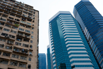 Fototapeta na wymiar Architectural evolution in the city of Hong Kong