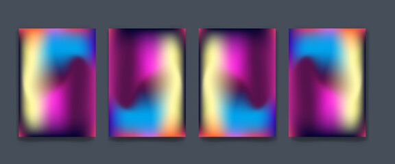Blurred backgrounds set with modern abstract blurred color gradient patterns. Smooth templates collection for brochures, posters, banners, flyers and cards. Vector illustration. © semarjowodesign