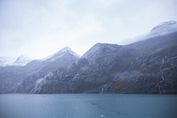 Fototapeta na wymiar Foggy day at Glacier Bay National Park, Alaska 