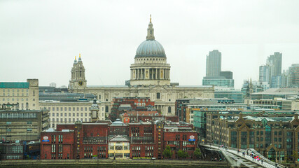 Naklejka premium St Paul's Cathedral. A vibrant church, a national treasure and a London icon. St Pauls seen from Tate Modern.