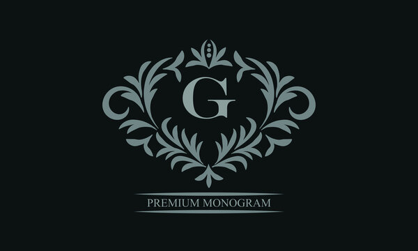 Exquisite logo design with letter G. Sign template for restaurant, royalty, boutique, cafe, hotel, heraldic, jewelry, fashion.