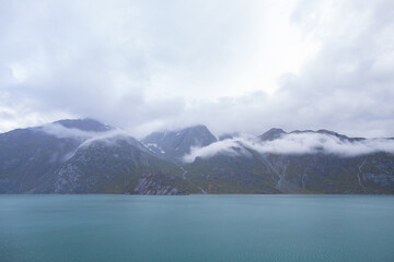 Naklejka na ściany i meble Foggy day at Glacier Bay National Park, Alaska
