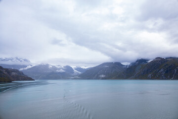 Fototapeta na wymiar Foggy day at Glacier Bay National Park, Alaska