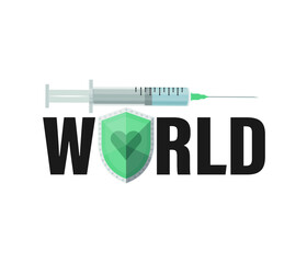 Global vaccination. world immunization week. Worldwide distribution of Vaccine. Editable Stroke. vector illustration.
