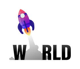 Rocket logo earth space shuttle spaceship. editable vector.
