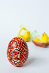 easter eggs on a white background. Ukrainian traditional Easter egg. 