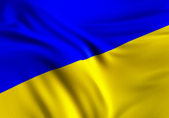 Ukrainian Flag. 3D Rendering imege.
