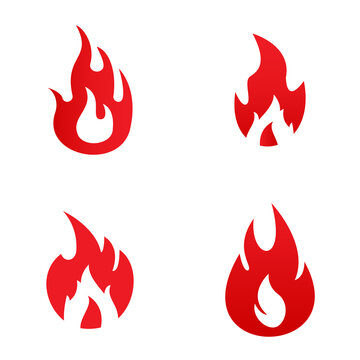 Fire flame collection flat cartoon style