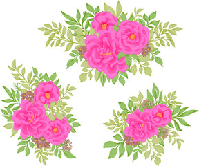 pink rose flower watercolor arrangement clipart