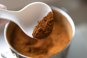Powdered chaga mushroom powder. Medicinal chaga mushroom for brewing tea