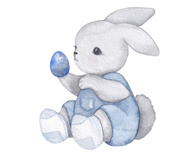watercolor cute baby bunny easter clipart set