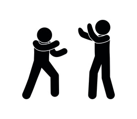 stick figure man icon, illustration fight and attack