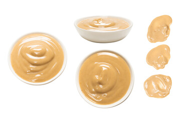 Mushroom sauce in a bowl isolated on white background.