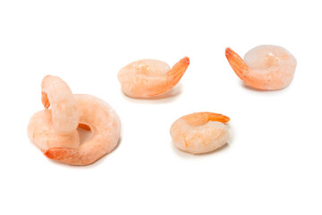 Frozen shrimps background. Top view.