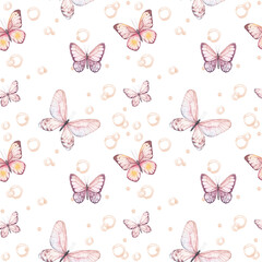 watercolor butterfly seamless pattern