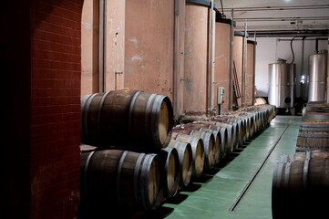 Making wine on traditional bodega in south part of La Palma volcanic island, Canary islands, Spain