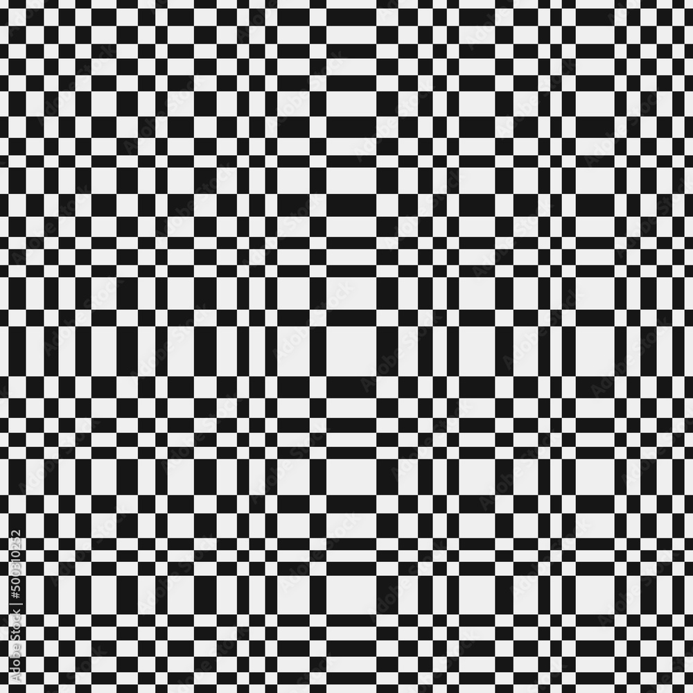 Poster White rectangles intersect with black ones, creating a checkerboard pattern. It can be seamless, the canvas is made of straight tartan checkers.