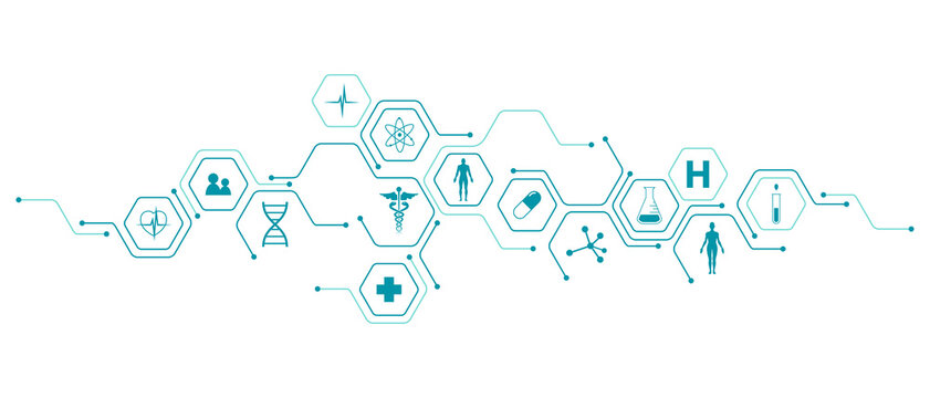 icone, medicina, salute, sanit&agrave;, tecnologia	
