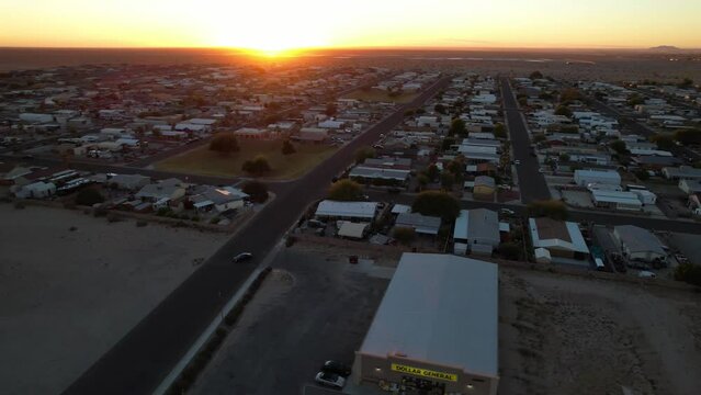 Sunset Over Yuma, Arizona, Aerial View, Amazing Landscape, Downtown