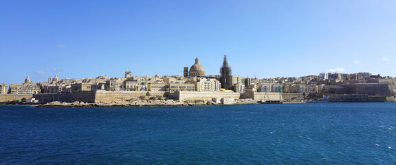 Fototapeta na wymiar Valetta skyline on Mediterranean sea, Malta, Europe
