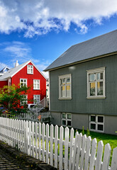 colorful facades of buildings, old town of Reykjavik, Scandinavia, Iceland, Arctic Regions - obrazy, fototapety, plakaty