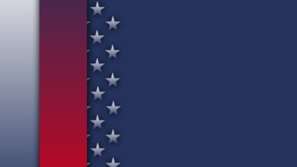 Modern simple abstract with square and star geometric background in the blend of dark blue, white, and red United  State flag color gradient Available for text and quote Presentation background design