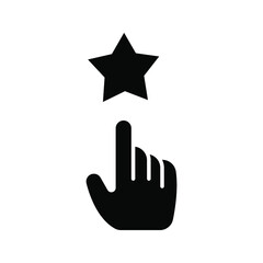 Five stars and hand, customer review, quality rating icon color editable