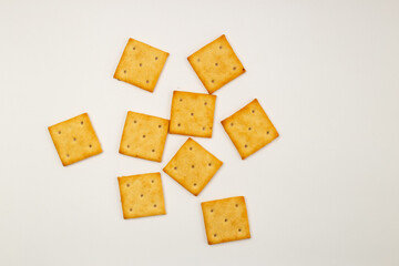 Crackers on a white background