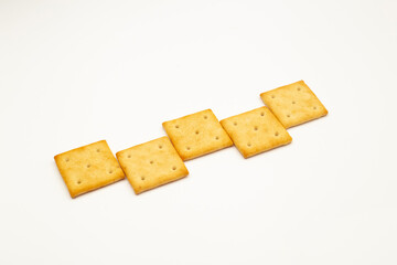 Crackers on a white background