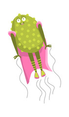 Cartoon avocado superhero. Vector illustration