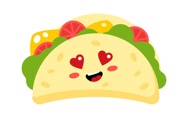 Funny Cartoon sandwich. Fast Food icon. Vector illustration