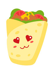 Funny Cartoon sandwich. Fast Food icon. Vector illustration