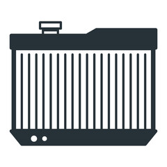 Car radiator Vector Icon Design, Motor Vehicle Service and automobile repair shop Symbol, Lorry spare parts Sign, automotive technician equipment stock illustration, Engine Cooling Fan Blade Concept