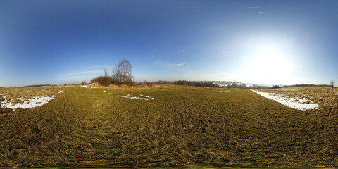 Fototapeta premium European fields covered with snow HDRI Panorama