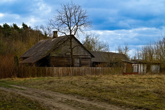 abandoned old settlement near the forest