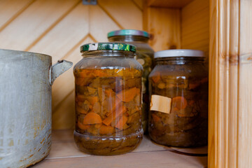 jars of cucumbers in the cellar