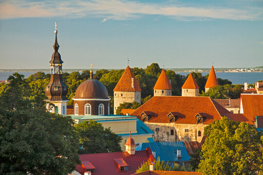Estonia - Tallin - Walls, towers and spires of Old City, UNESCO World Heritage site