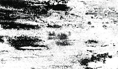 Monochrome texture composed of irregular graphic elements. Distressed uneven grunge background. Abstract vector illustration. Overlay for interesting effect and depth. Isolated on white background.