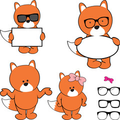 fox cartoon standing pack set collection illustration in vector format