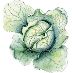 Cabbage on a white background.Idea for summer time,harvest time.