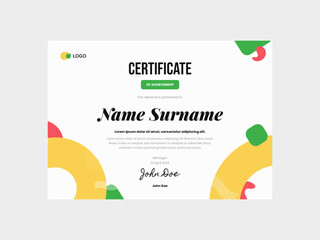 Colorful Youth Minimalist Simple Modern Certificate Template. This design brings together lively and vibrant colors with a minimalist and modern aesthetic.
