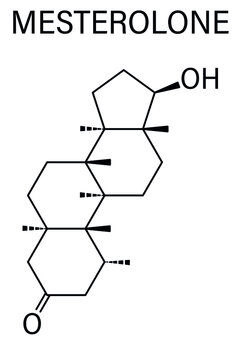 Mesterolone androgen molecule, skeletal chemical formula.