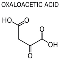 Fototapeta premium Oxaloacetic acid or oxaloacetate metabolic intermediate molecule. Skeletal chemical formula.