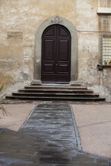 stairs and doors to the old house in Tuscany