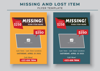Missing and Lost Item flyer Template, Missing poster, Lost pet flyer template