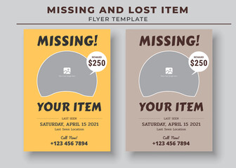 Missing and Lost Item flyer Template, Missing poster, Lost pet flyer template