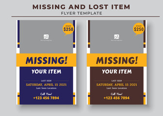 Missing and Lost Item flyer Template, Missing poster, Lost pet flyer template